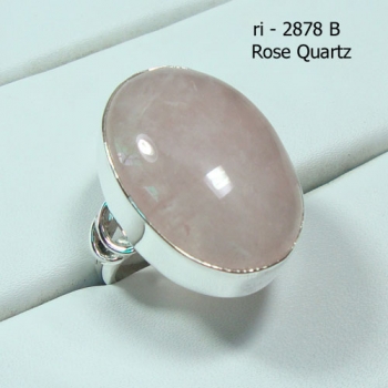 925 silver oval stone rose quartz ring